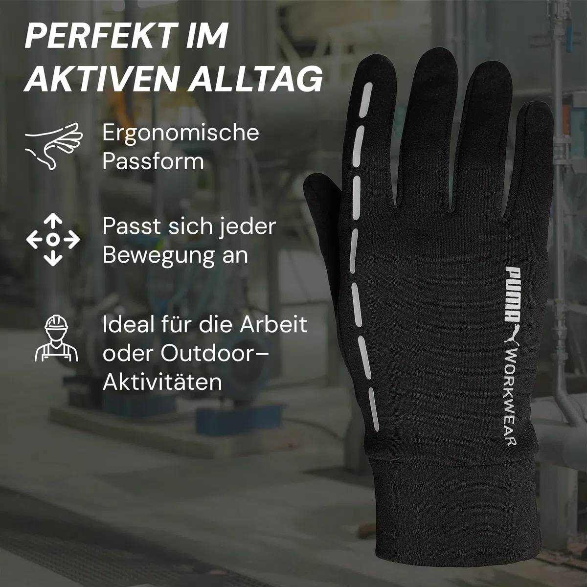 PUMA Workwear Handschuhe Herren Winter - Touchscreen tauglich - Mit rutschfester Haptik - Warme Fleece Winterhandschuhe für Outdoor Sport, Laufen - Arbeitshandschuhe - Geschenke für Männer