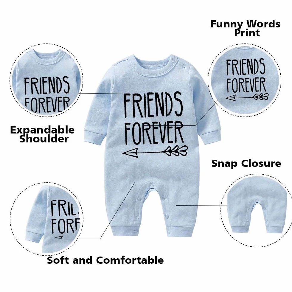 Baby Zwillinge Strampler Body Junge Mädchen Beste Freunde Für Immer Fun Baby Geschenke Geburt Lustig Babykleidung