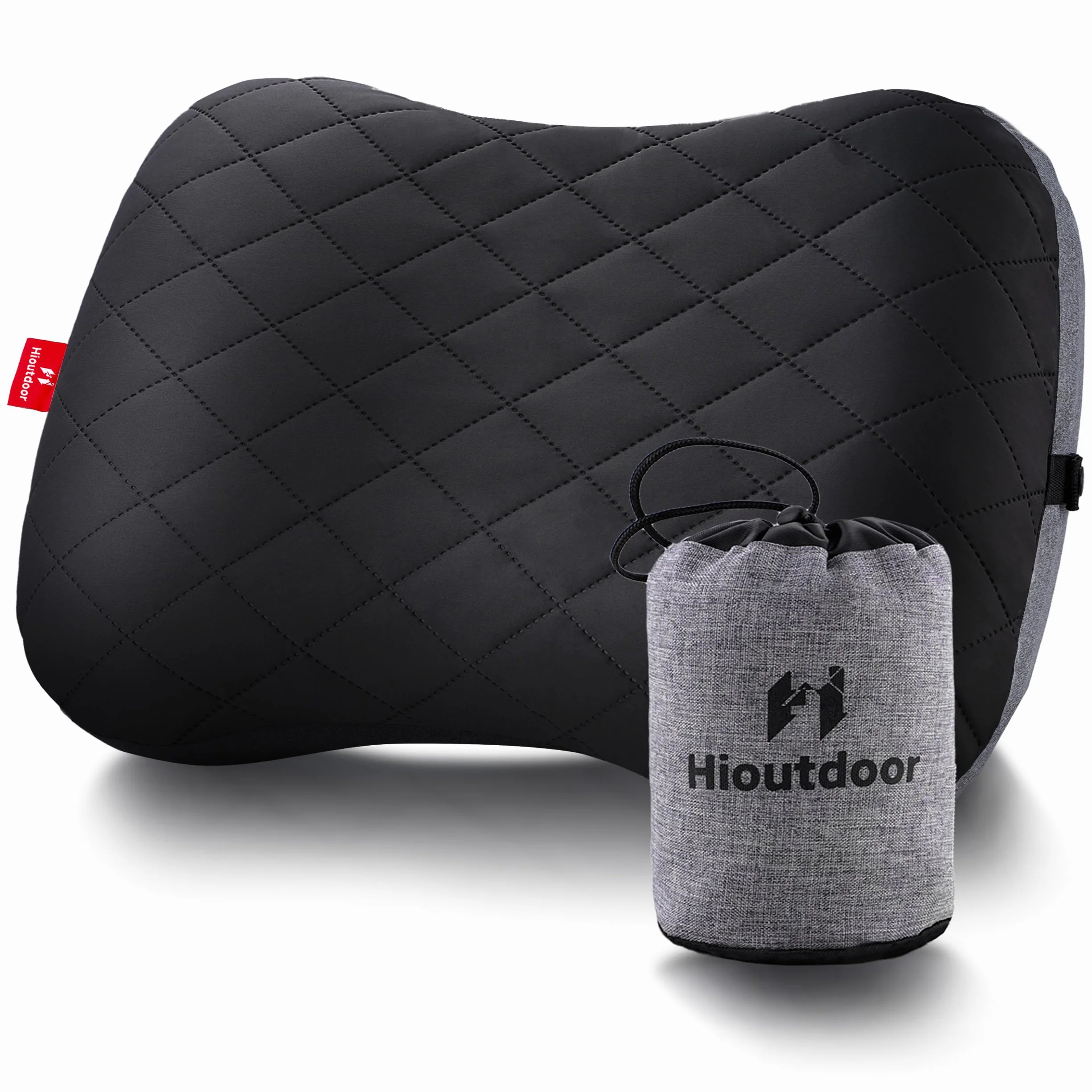 Hioutdoor Aufblasbares Kissen Kopfkissen für Camping mit Abziehbarem Kissenbezug Luftkissen Strand/Outdoor Ergonomisches Reisekissen Inflatable Travel Neck Pillow Bequemes Schlafkissen (Schwarz)