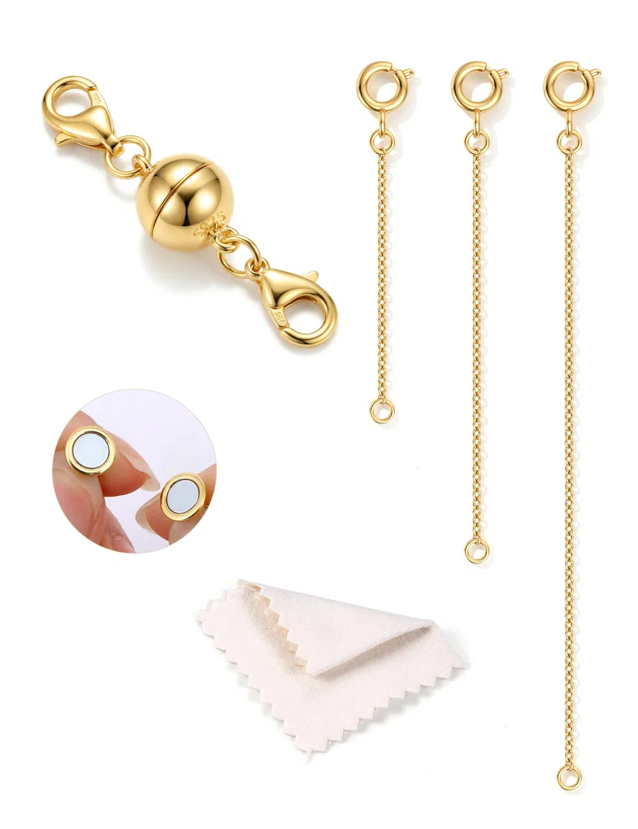 YADOCA Kettenverlängerung Silber 925 Magnetverschluss Kette 14K Vergoldete Verlängerung Gold Kette Halskette Fußkettchen Armband Verlängerungskette für Damen Herren