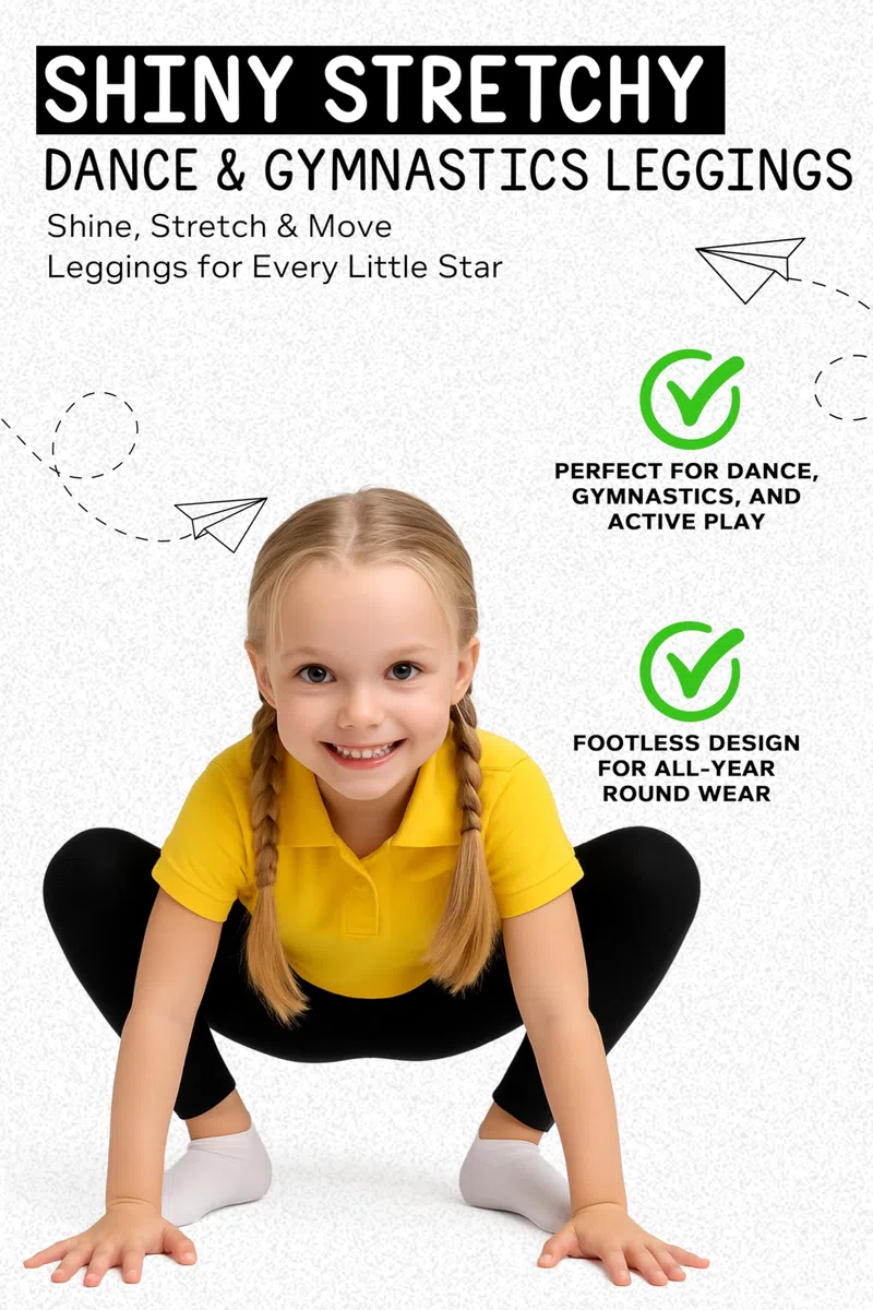 Re Tech UK - Mädchen Leggings - für Gymnastik, Tanzen & Ballett - glänzend - ohne Füße - elastisch - Neonfarben