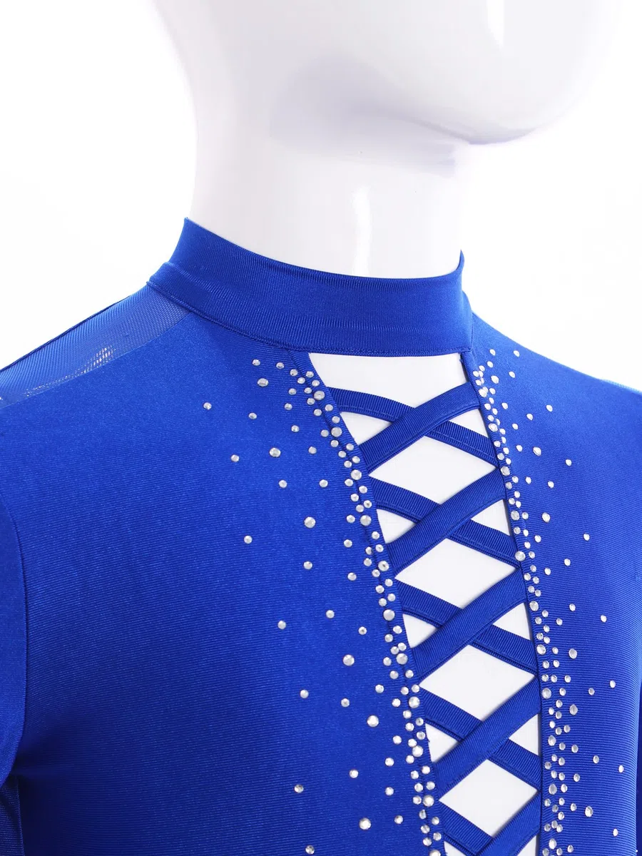 Turnanzug Jungen Ballett Trikot Langarm Strass Gymnastikanzug Tanzbody Slim Fit Hemdbody Latein Tanzkostüm