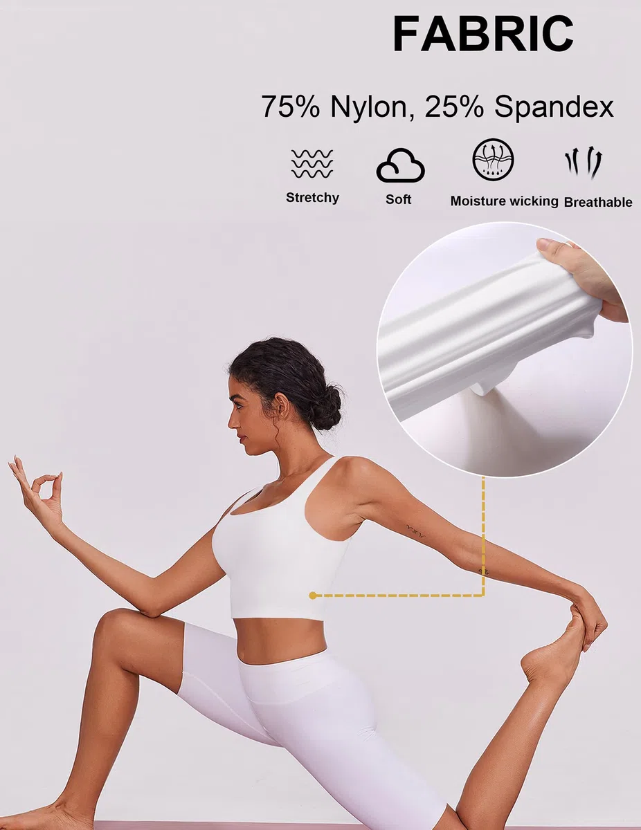 PINSPARK Sport BH Damen U-Rücken Crop Tops Gepolstert Ohne Bügel Sport Tank Top Pilates Yoga Sportbh Atmungsaktive Lauf Fitness Mittlere Intensität Sports Bra