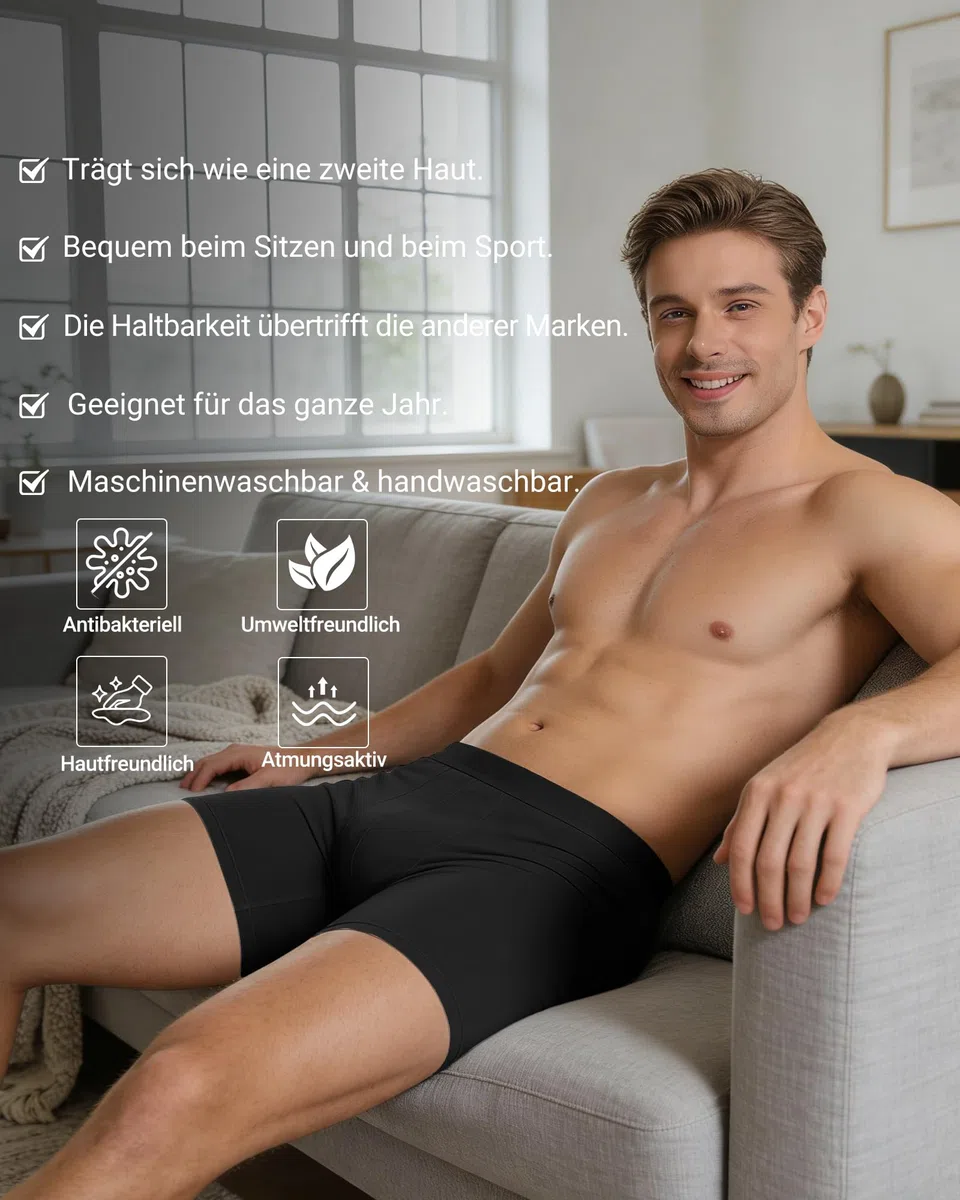 MEETYOO 3/5er Pack Lange Boxershorts Herren & Bambus Unterhosen Männer, Hautfreundlich, Atmungsaktiv-Verstärkte Nähte und das Anti-Roll-Saumdesign