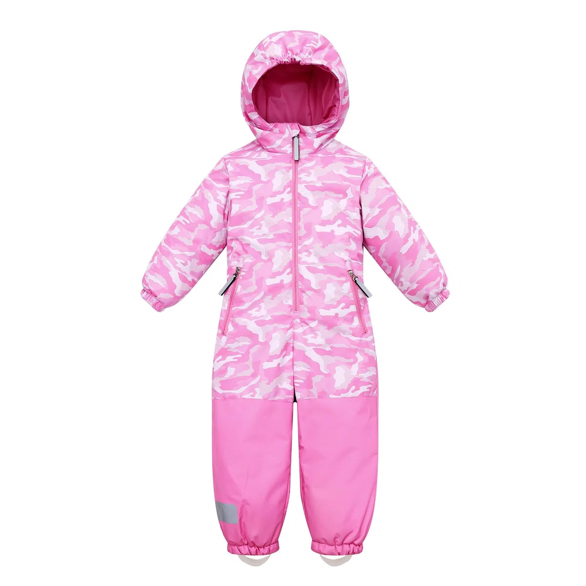 Owntop Schneeanzug Kinder Unisex, Schneeoverall Mädchen Jungen, Winddicht Wasserdicht Skianzug mit Kapuze Reißverschluss (Hellrosa Tarnung,104)