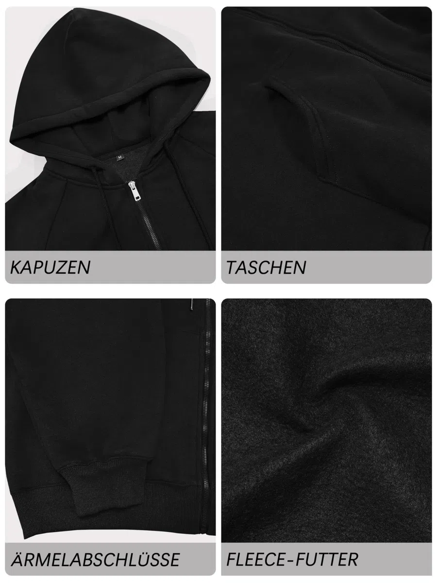 Timuspo Zipper Hoodie Damen Langarm Kapuzenjacke Sweatjacke Oversize Reißverschluss Fleece Sweatshirt Einfarbig Herbst Jacken Y2k Kapuzenpullover