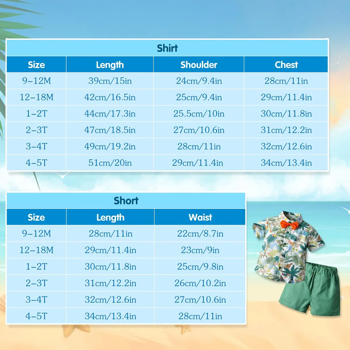 Winmany Baby Jungen Hawaii Outfits Kinder Botton Unterhemd und Shorts-Set Tropical Floral Sommer Beachwear Kleidung