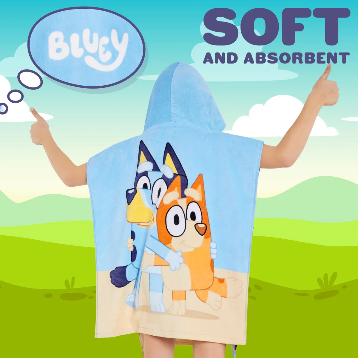 BlueY Badeponcho Kinder mit Kapuze Baumwolle Frottee Poncho Handtuch Kinder Jungen Mädchen Kaputzenhandtuch Bademantel Strand