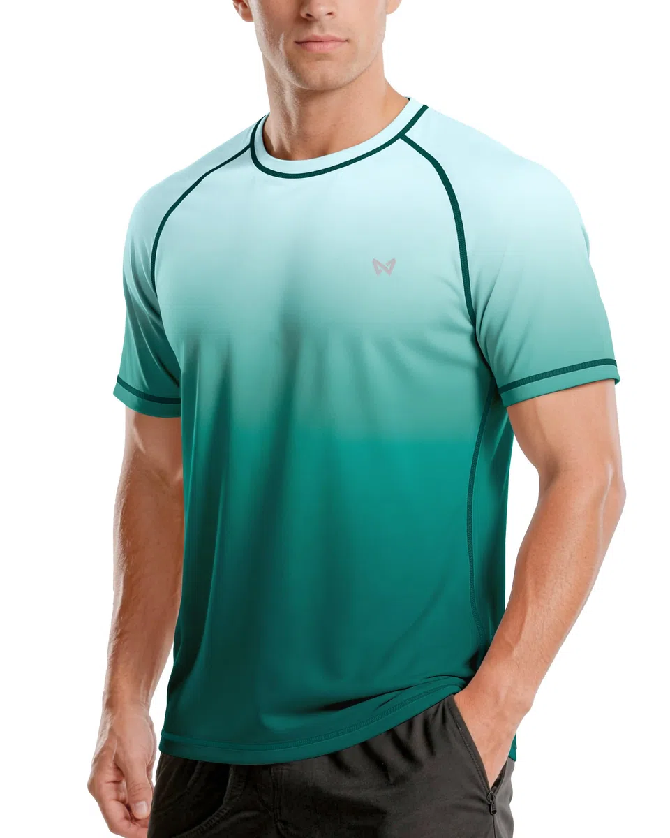Herren Kurzarm UV-Shirt, UPF 50+ Sonnenschutz Schwimmshirt, Schnelltrocknend & Atmungsaktiv, Rashguard für Surfen, Schwimmen & Strand