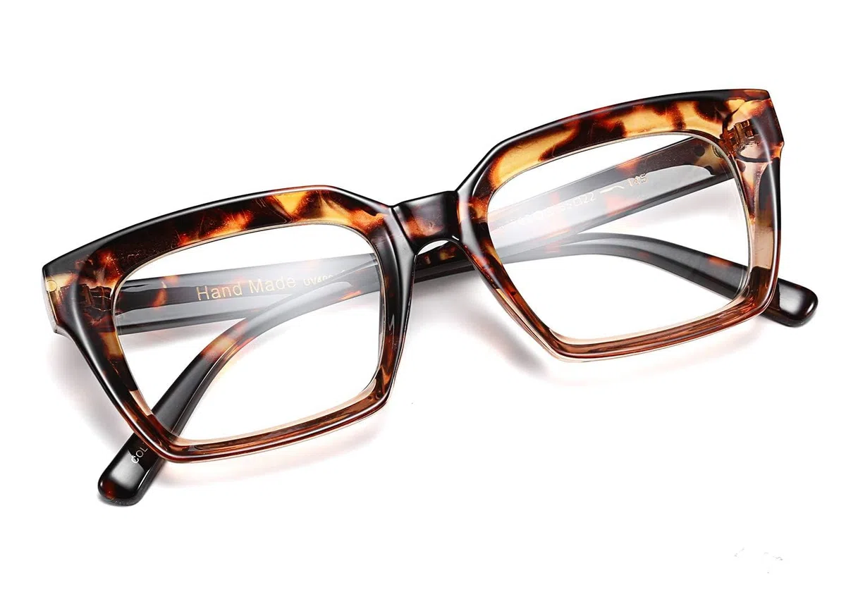 FEISEDY Klassische Brille Rechteckig Klare Linsen Dicker Brillenfassung für Damen Herren B2461