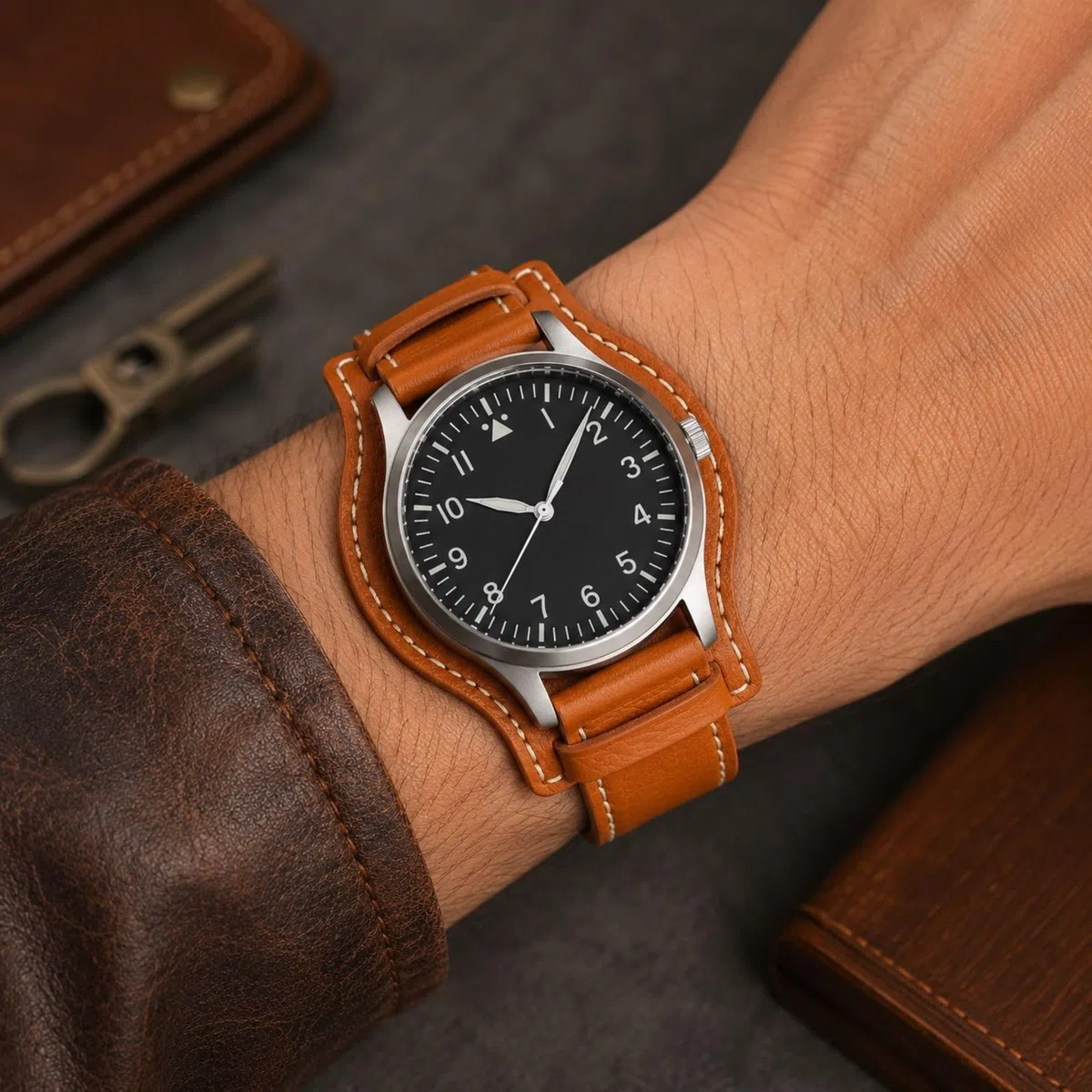Uhrenarmband aus Leder Bison-Gravur Bund kompatibel mit Fossil CH2592 CH2564 CH2565 CH2891CH3051 18mm 20mm 22mm 24mm Ref 386