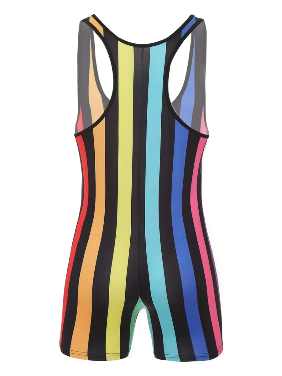 Doomiva Herren Body Einteiler Overall Ärmellos Tank Top Sportbody Männer Streifen Gymnastikanzug Sport Workout Bodysuit Sportwear