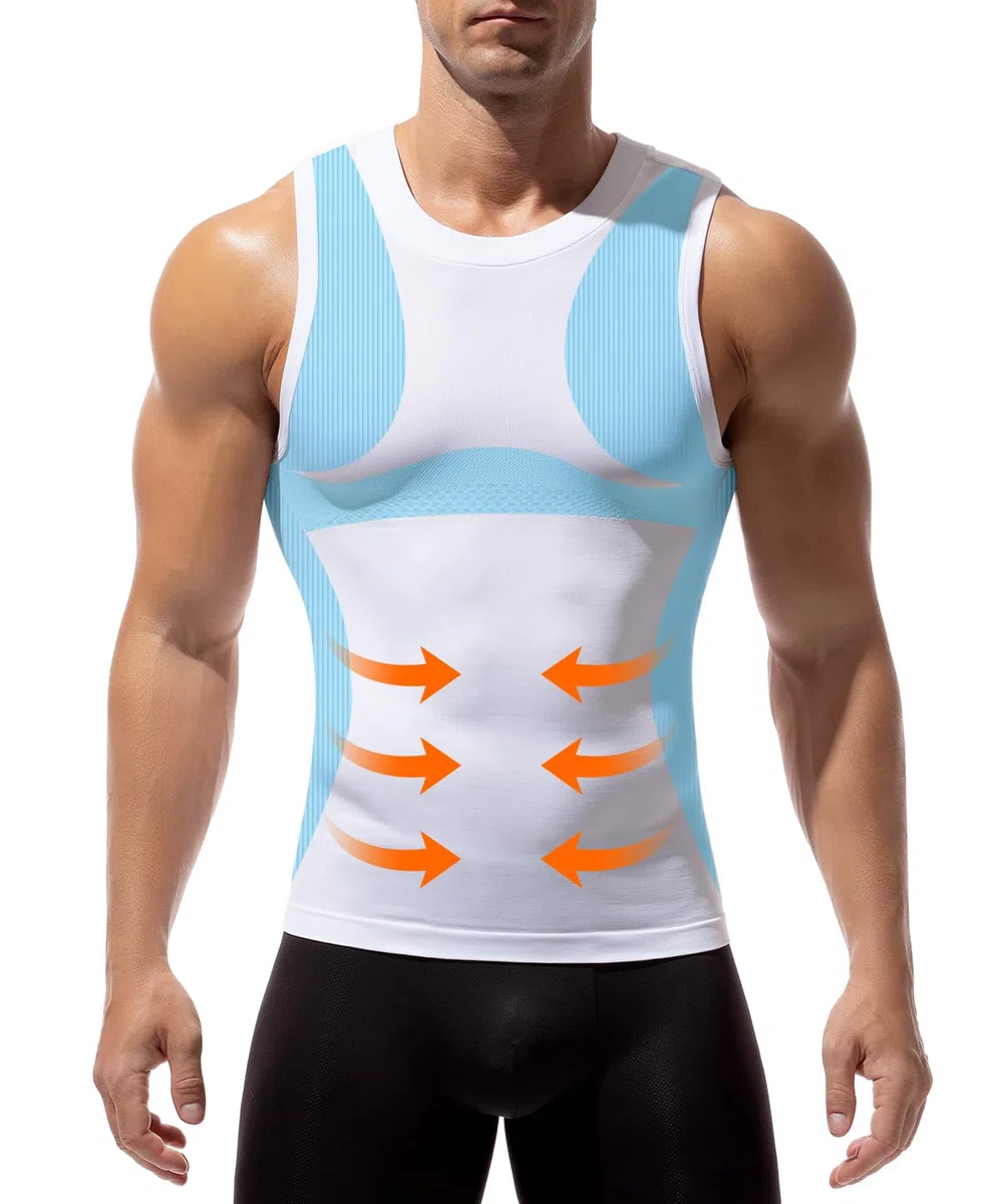 Arjen Kroos Shapewear Herren Kompressionsshirt Figurformend Bauchweg Shirt Shape Elastische Unterhemd Body Shaper Tank Top