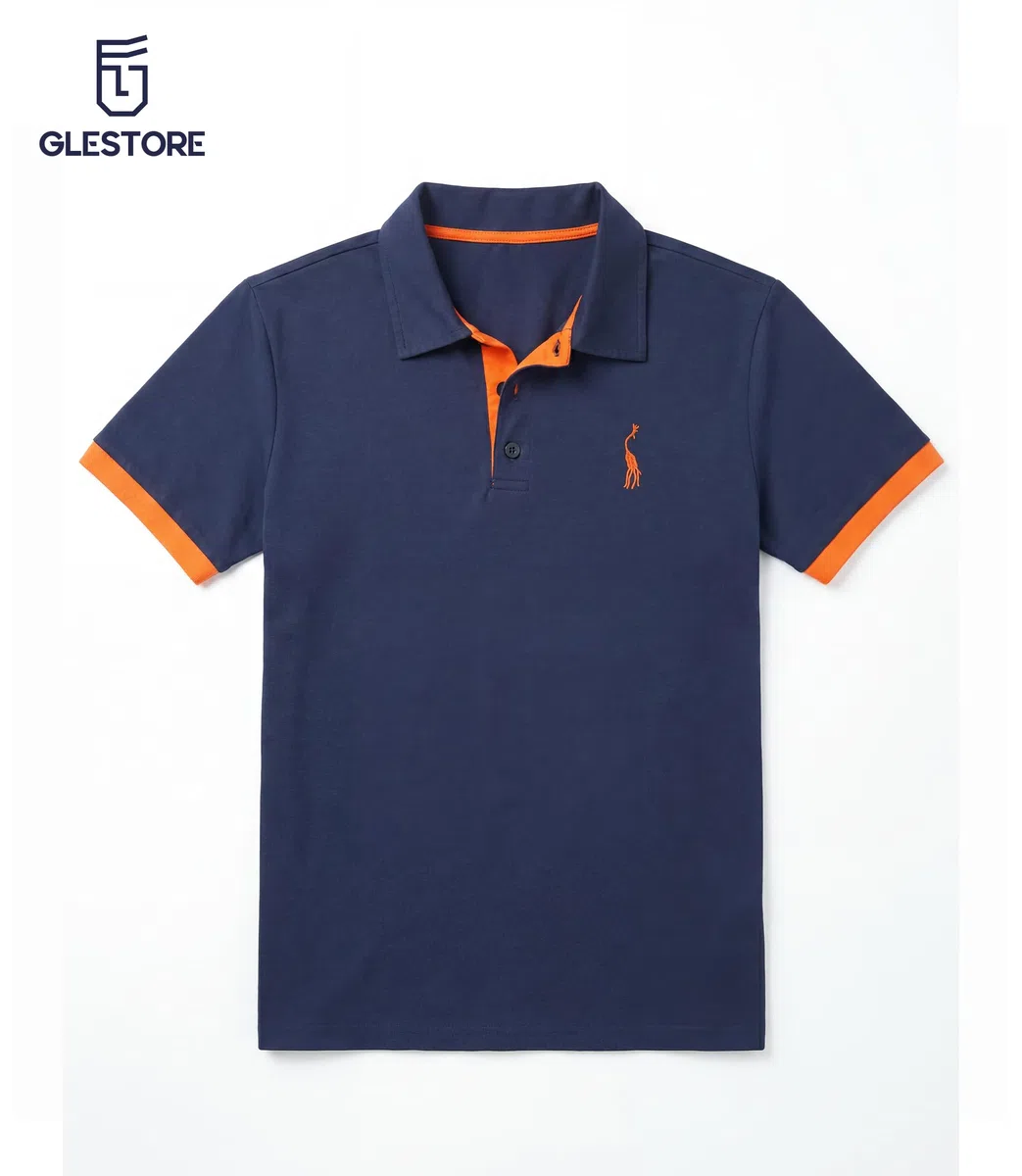 GLESTORE Poloshirt Herren Männer Hemd Herren Kurzarm Giraffe Stickerei T-Shirt Sommer Golf