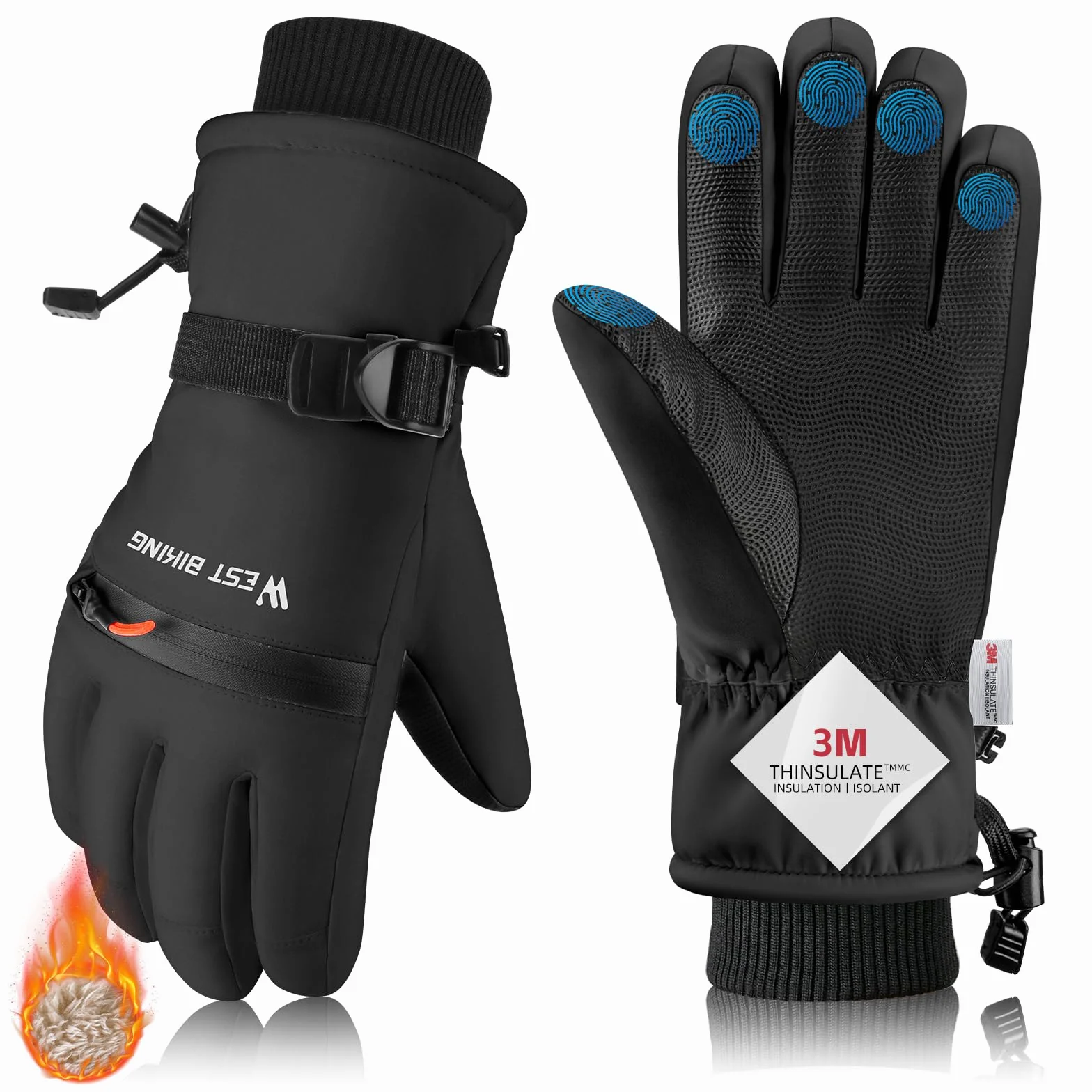 Winterhandschuhe Wasserdicht 3M Thinsulate Warme Touchscreen Skihandschuhe für Herren Damen, Fahrradhandschuhe,Winddicht Handschuhe für Ski,Wandern,Radfahren,Snowboarden