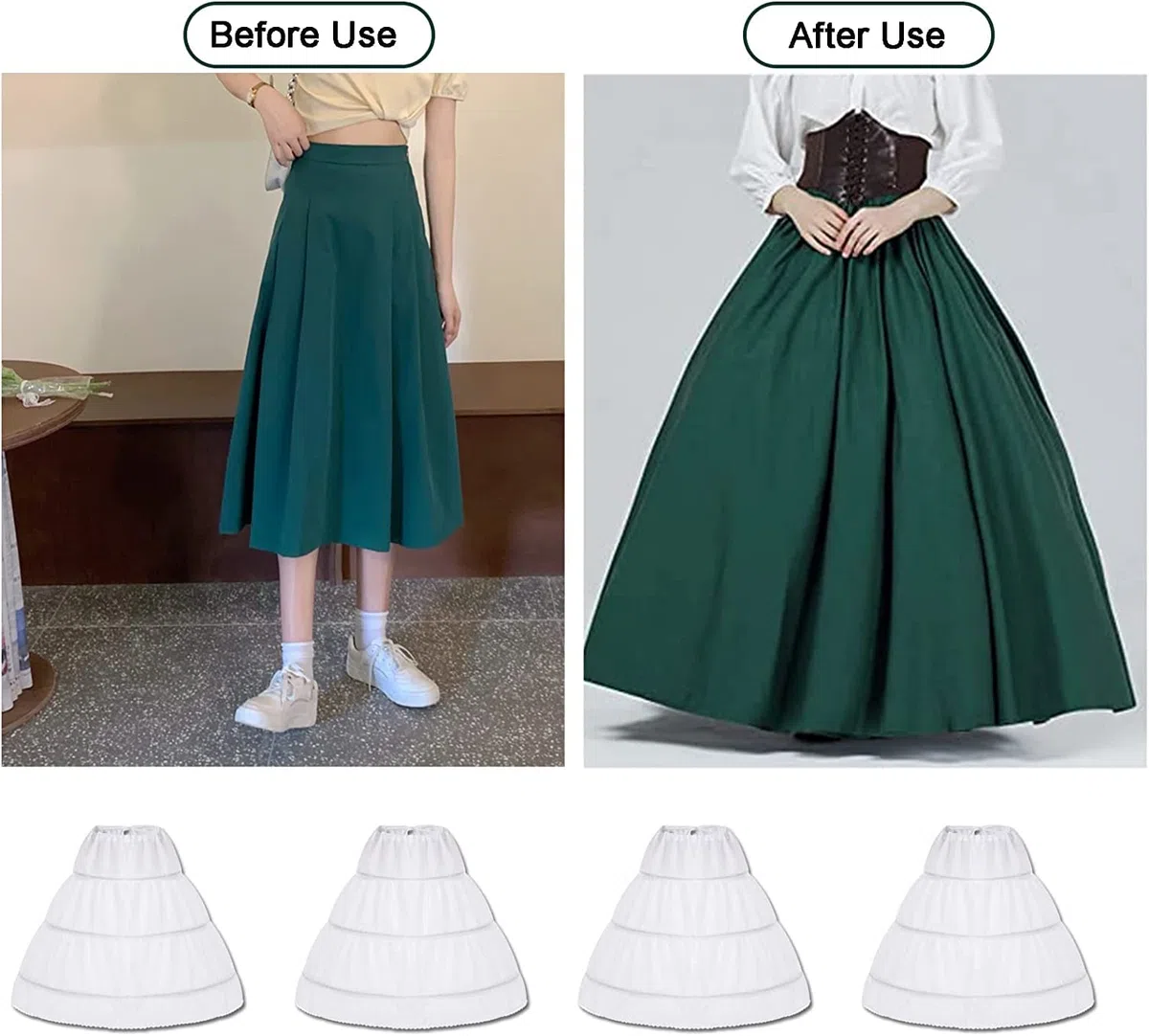 Unterröcke Crinoline Brautkleid Petticoat Unterrock Ballkleider Abendkleider Unterro-ck Reifro-ck Petticoat Kleid Hochzeit Mädchen Reifrock Hochzeit Zubehör (weiß)