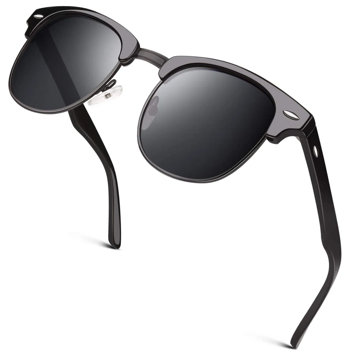 GQUEEN Horn Gestell Halbrahmen Retro Polarisiert Sonnenbrille Herren Damen