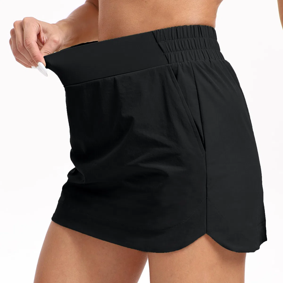 Timuspo Damen Tennisrock Hohe Taille Schlitz Hosenrock Atmungsaktiv Skort Sportrock Elastischem Bund Leichte A-Line Golfrock mit Innenhose und 3 Taschen