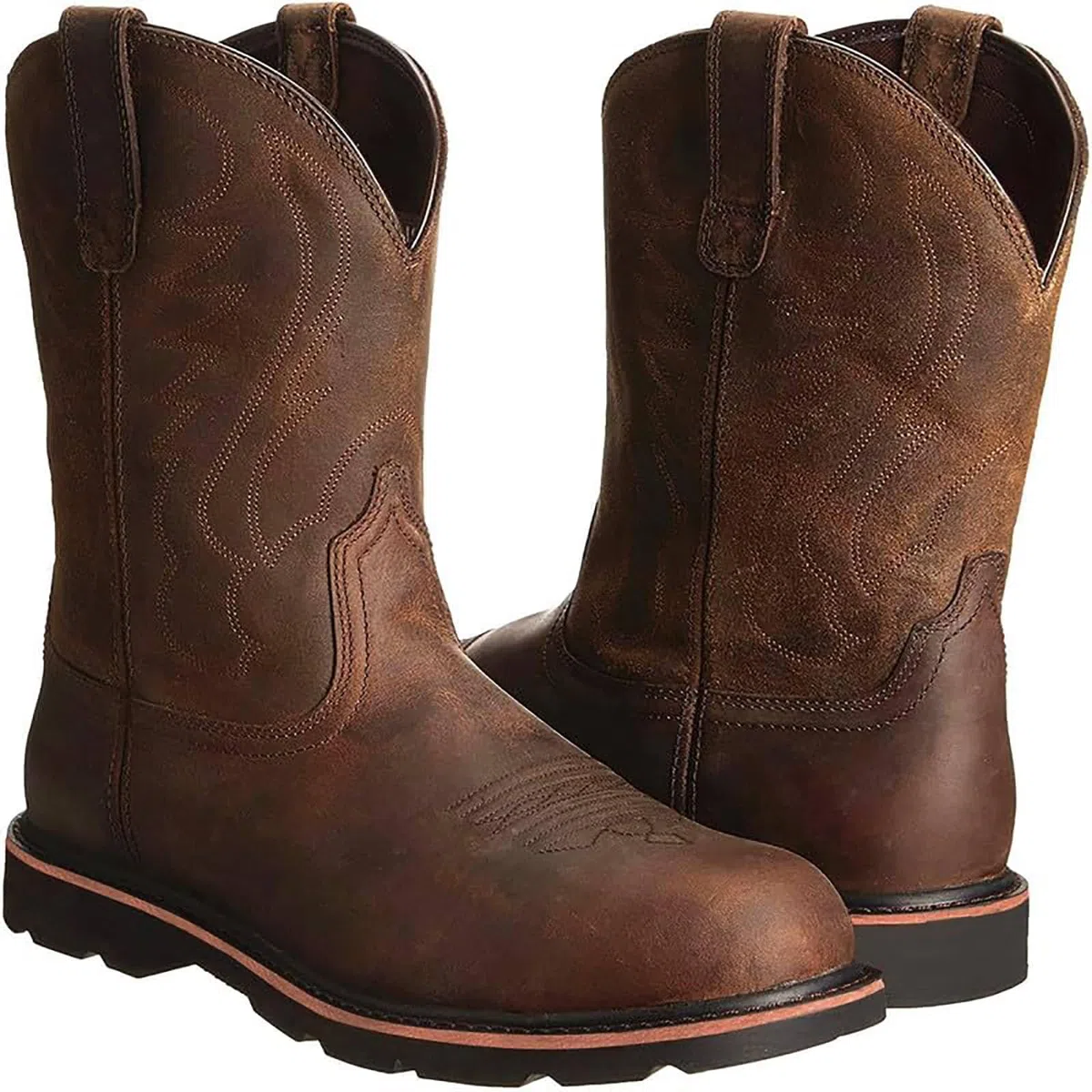 Reitstiefel, Western-Cowboystiefel, Bestickter Schlupfstil, Mittelrohr | Runder Kopf | rutschfest, Atmungsaktiv, Vintage-Stiefel FüR Herren Und Damen,A-42