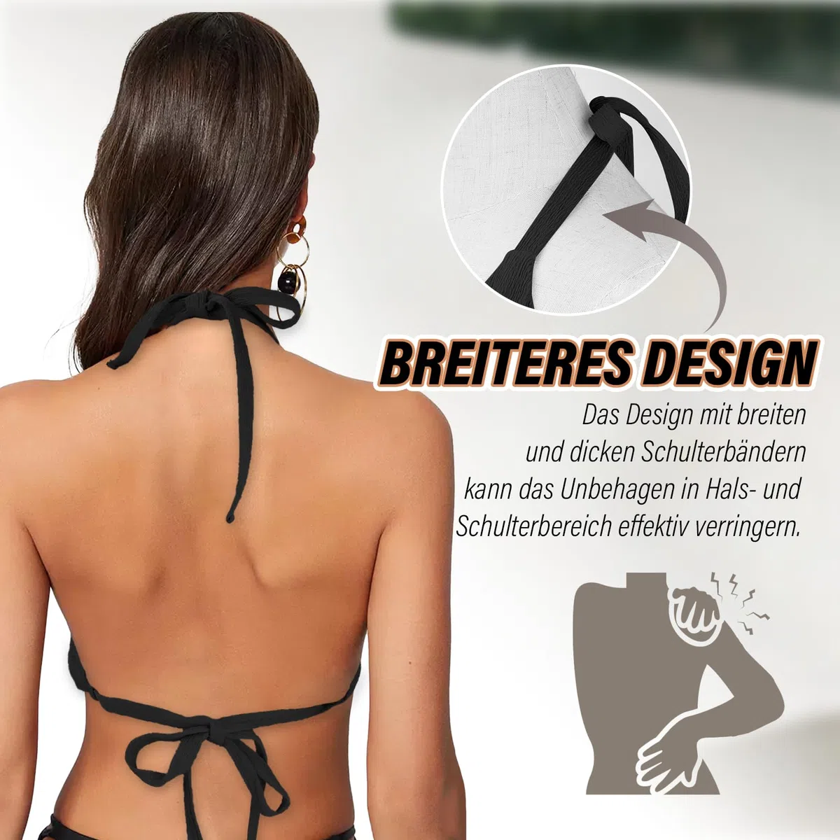 Bikini Oberteil Damen Große Brüste Push Up String Bikini Triangel Top,V-Ausschnitt, Rückenfrei Swimsuit Bra