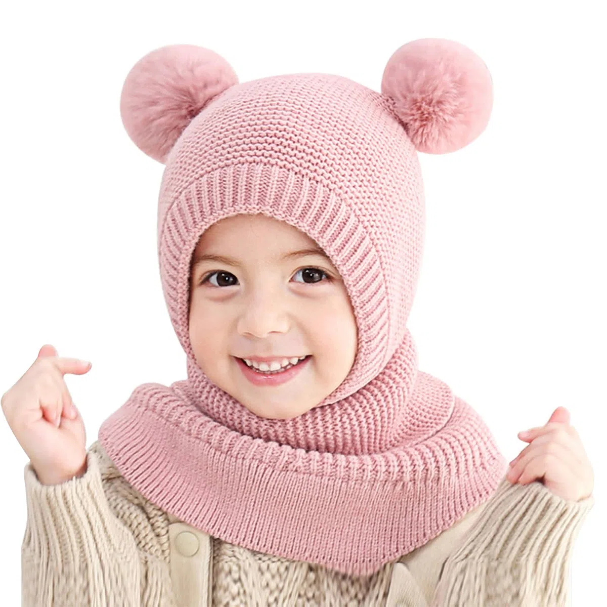 TAGVO Kinder Winter Thermo Sturmhaube 2-5 Jahre, Multifunktionale Winddichte Warm Fleece Schlupfmütze, Wintermütze mit Halswärmer für Jungen Mädchen