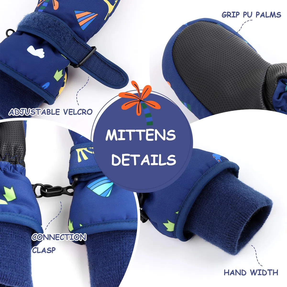 JANGANNSA Baby Gloves Winter Children's Mittens Baby Boy Girl Waterproof Gloves Unisex Outdoor Gloves Ski Gloves 1-6 Years