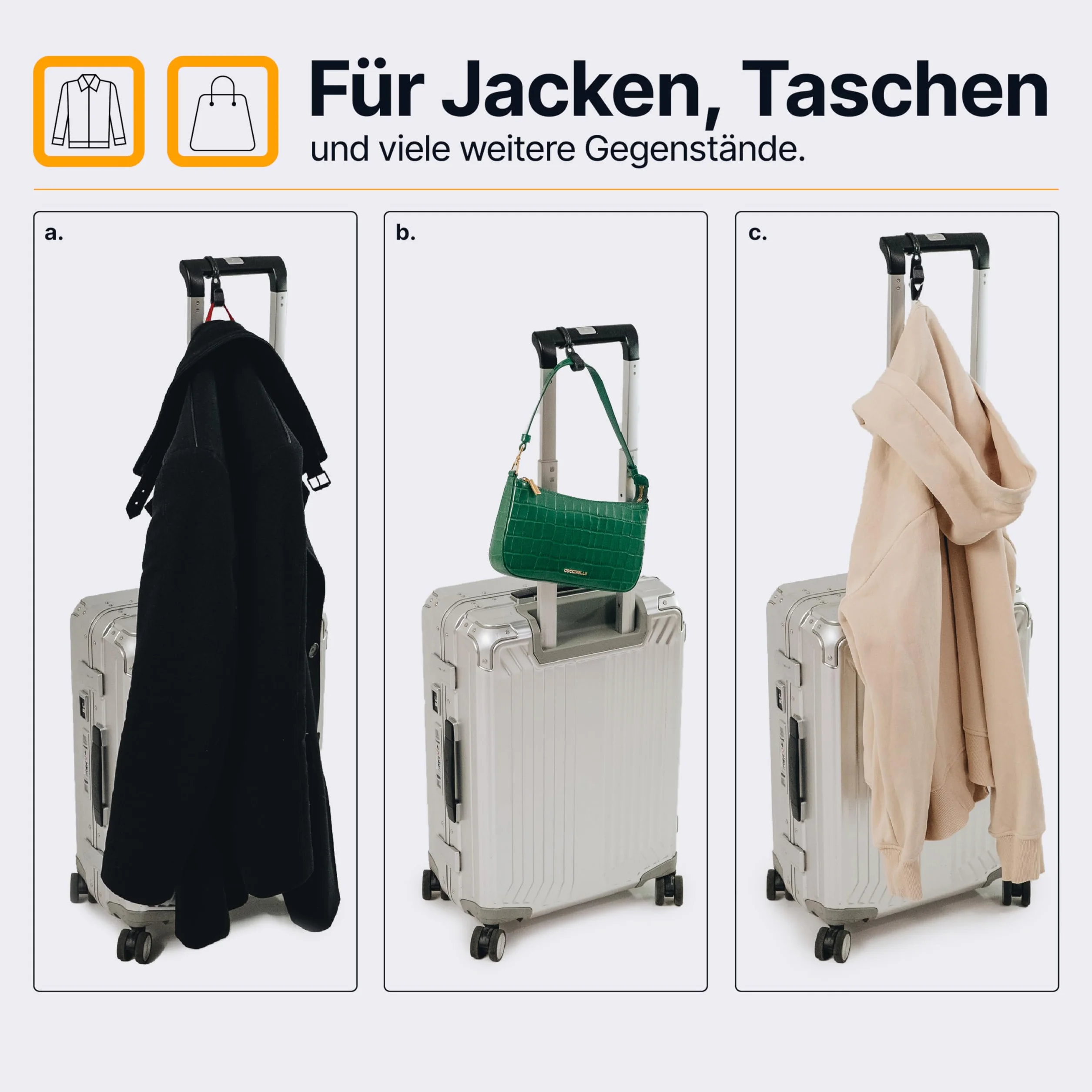 Der Koffer Haken hält deine Reise Utensilien - Reise Gadget für Flugzeug Reisen, Reisezubehör Flug Handgepäck, Kofferorganizer, Cooles Reise Geschenk, 1x Kleiderhaken für Koffer (Blau)