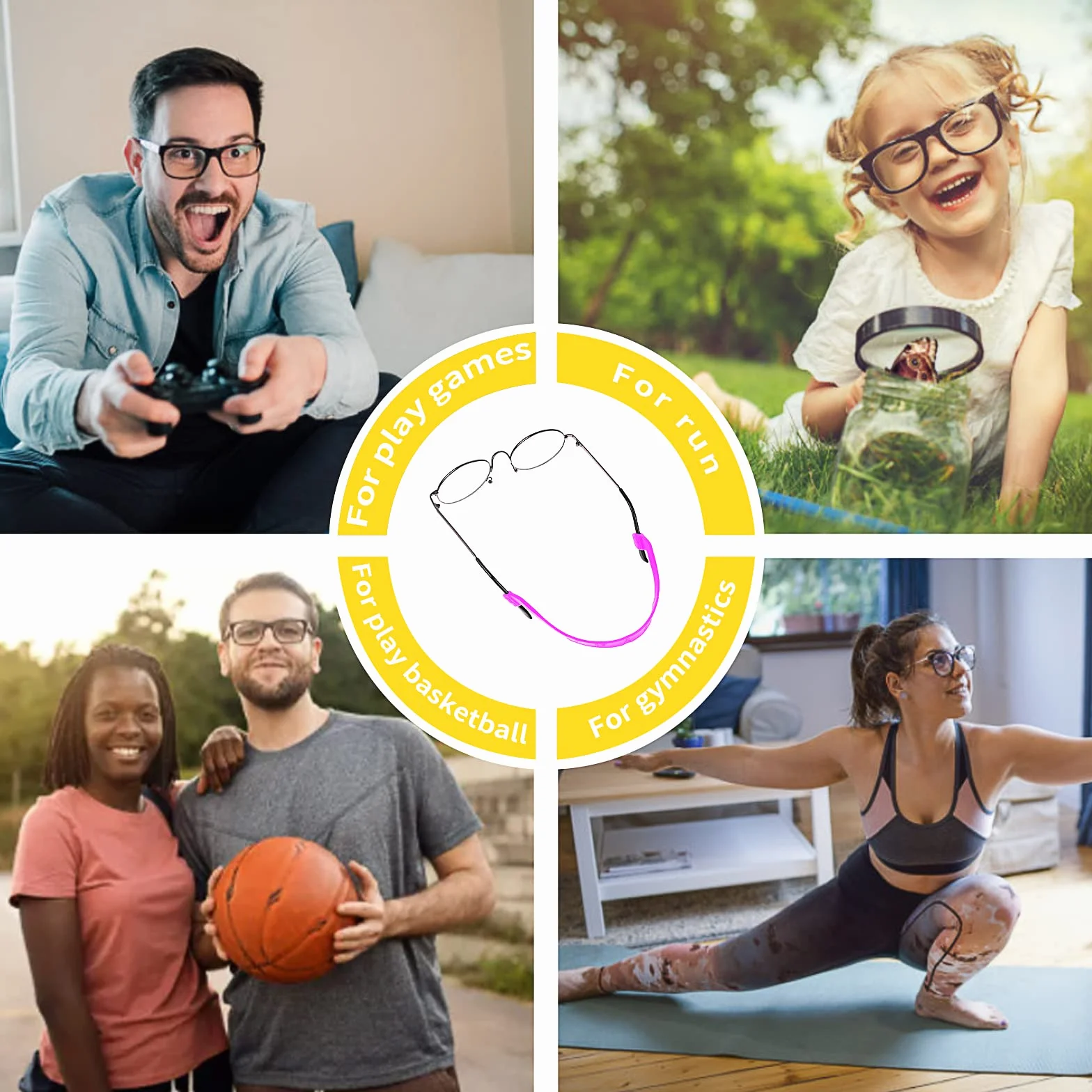 12 Stück Brillenband Sport Kinder Silikon Brillenbänder 12 Stück Ohrclip Haken Set mit Brille mit Halter Brillenhalter Silikon Elastische Sport Kleinkind Brillenband mit Ohrclip Haken Herren