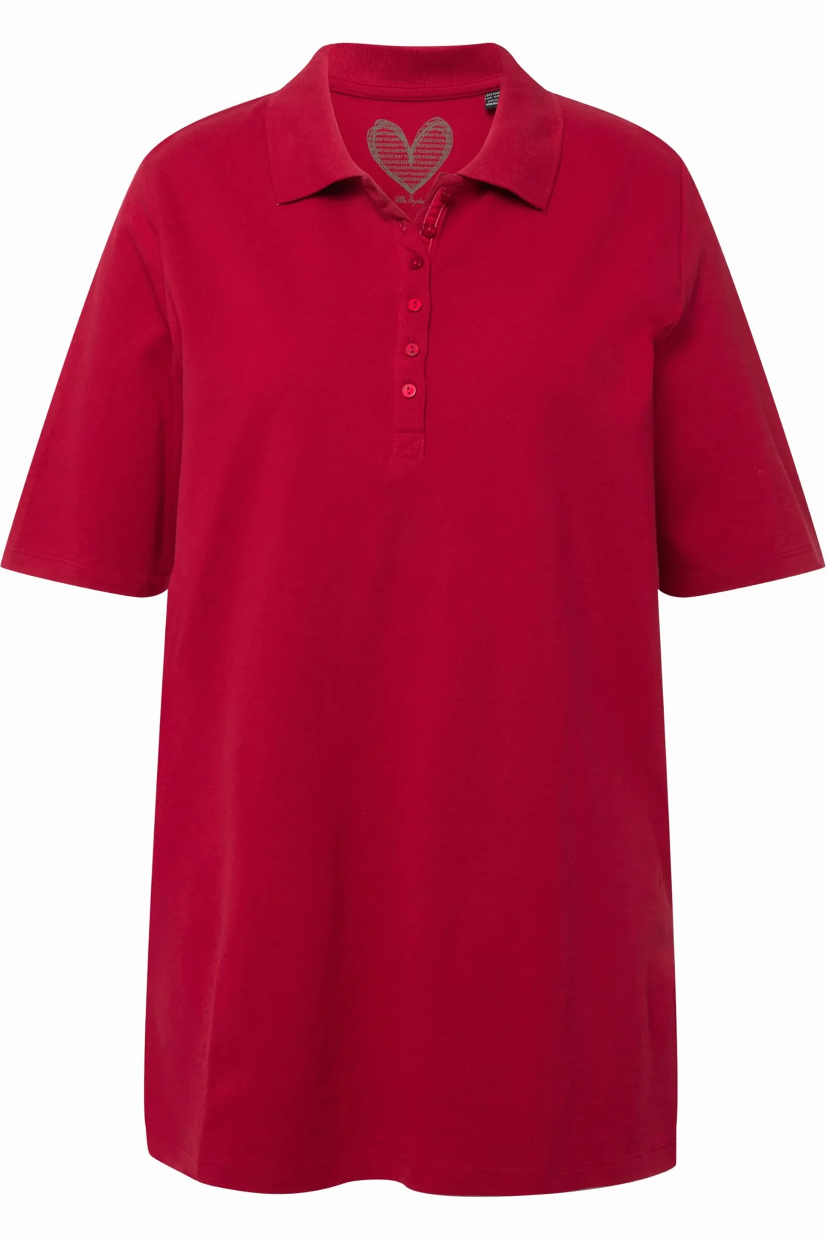 Ulla Popken Damen große Größen Übergrößen Plus Size Poloshirt, T-Shirt mit Samtband-Knopfleiste, Basic-Shirt, Polokragen, Baumwolle 637297