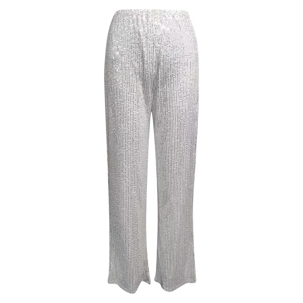 Freizeithose Damen Glitzer Pailletten Hosen Hohe Taille Dehnbar Hip Hop Club Glänzende Hose Elegant Jogginghose Party Club Kostüm mit Drawstring Baggy Paillettenhose für Frühling