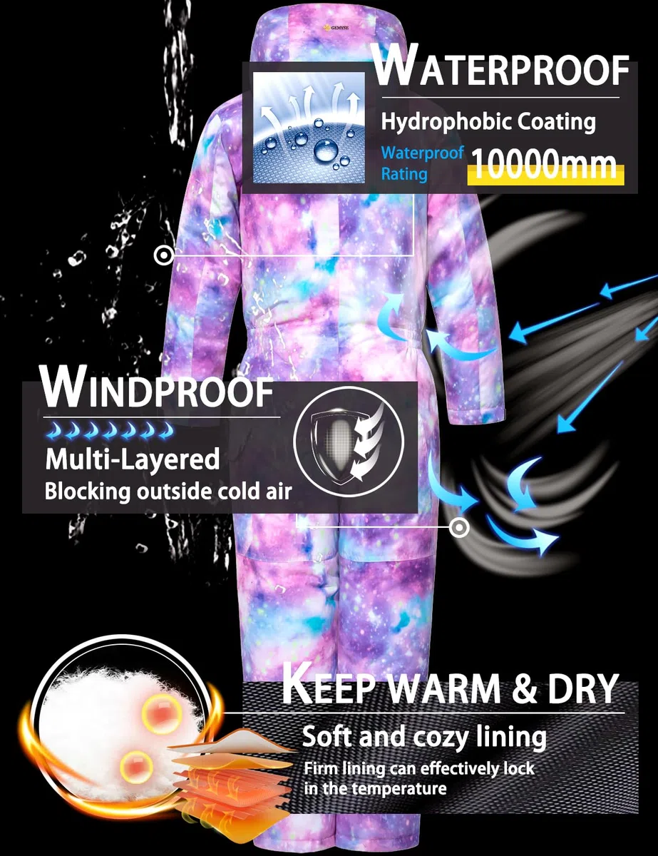 GEMYSE Kinder schneeanzug Winter Outdoor Jungen Mädchen Wasserdicht Warm Winddicht skianzug Einteilig Atmungsaktiv