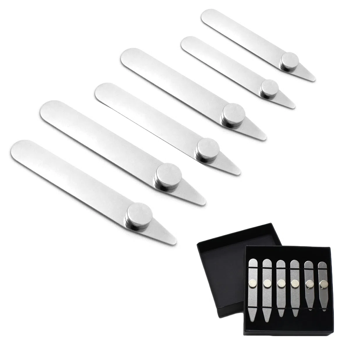 KragenstäBchen,Collar Stays,Metall Hemdkragen Hemdkragen StäBchen,Hemdkragen-EckstüCk,Silberner Hemdkragenhalter,KragenstäBchen Set,FüR vatertagsgeschenk für papa
