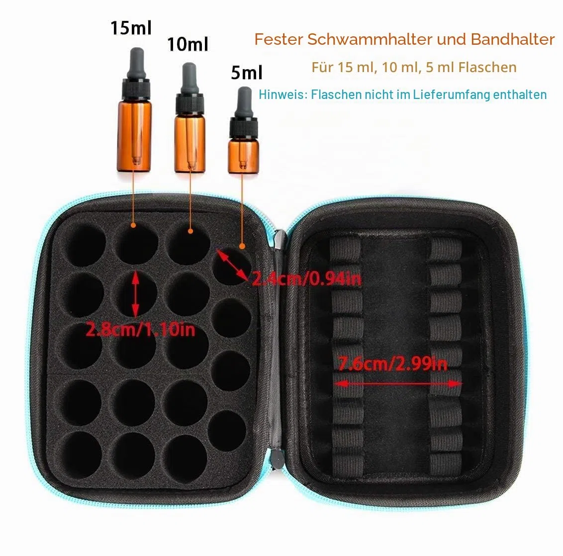 Aufbewahrungsbox mit Griff für ätherische Öle 44 Slots Schwarz ätherische Öle Aufbewahrungskoffer tragbare ätherisches Öl Travel Box Halter Organizer