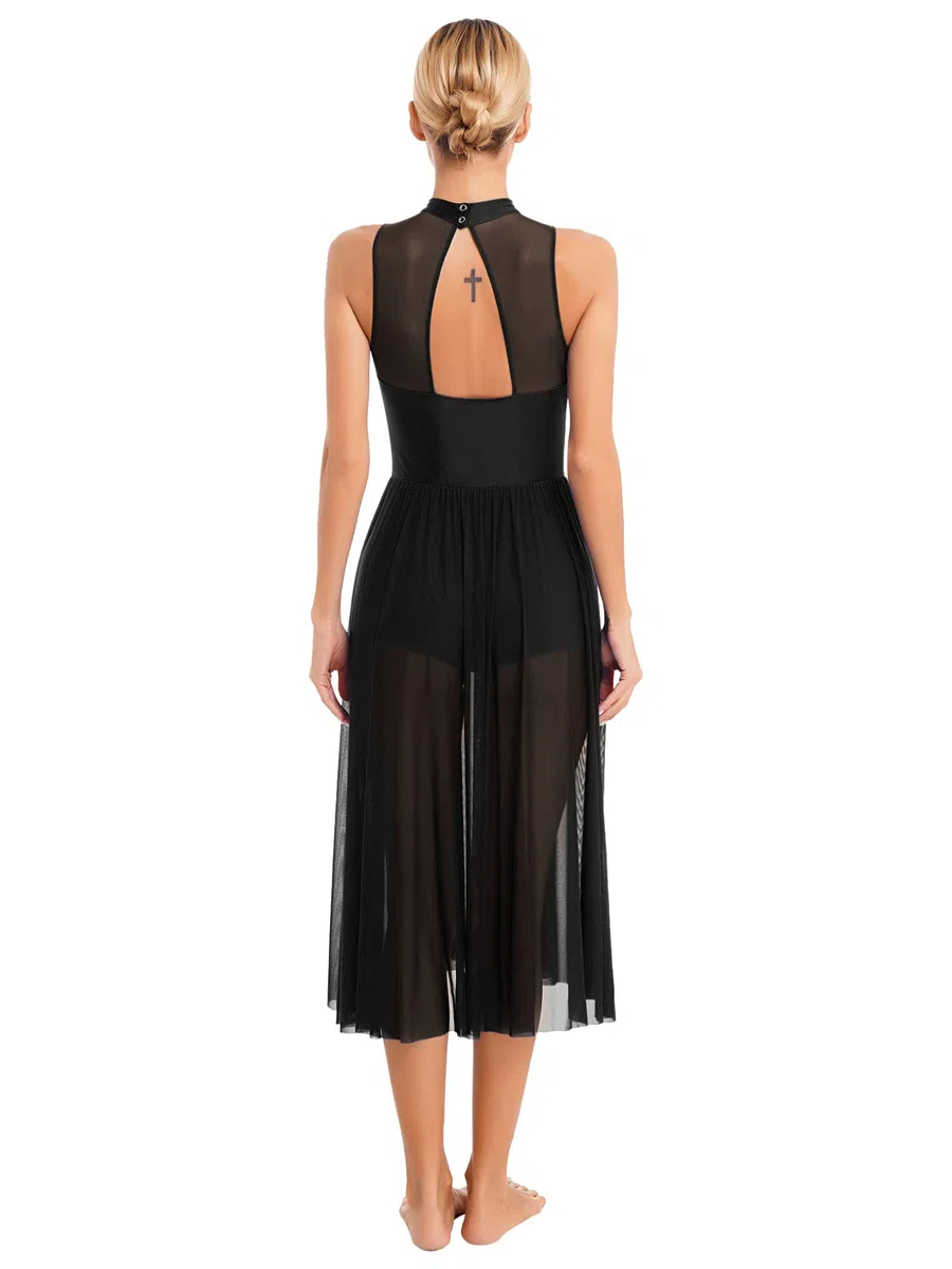 Freebily Frauen Tanzkleid Glitzer Lyrisch Latin Ballsaal Walzer Kleid Tanz Ballett Leotard Swing Kleid Moderne Tanzkostüme Contemporary Dance Dress