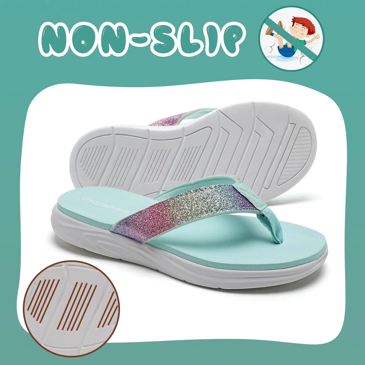 WateLves Flip Flops Kinder Zehentrenner Mädchen Badelatschen mit dicken Sohlen Sommer Strand und Pool Rutschfeste Zehensandalen