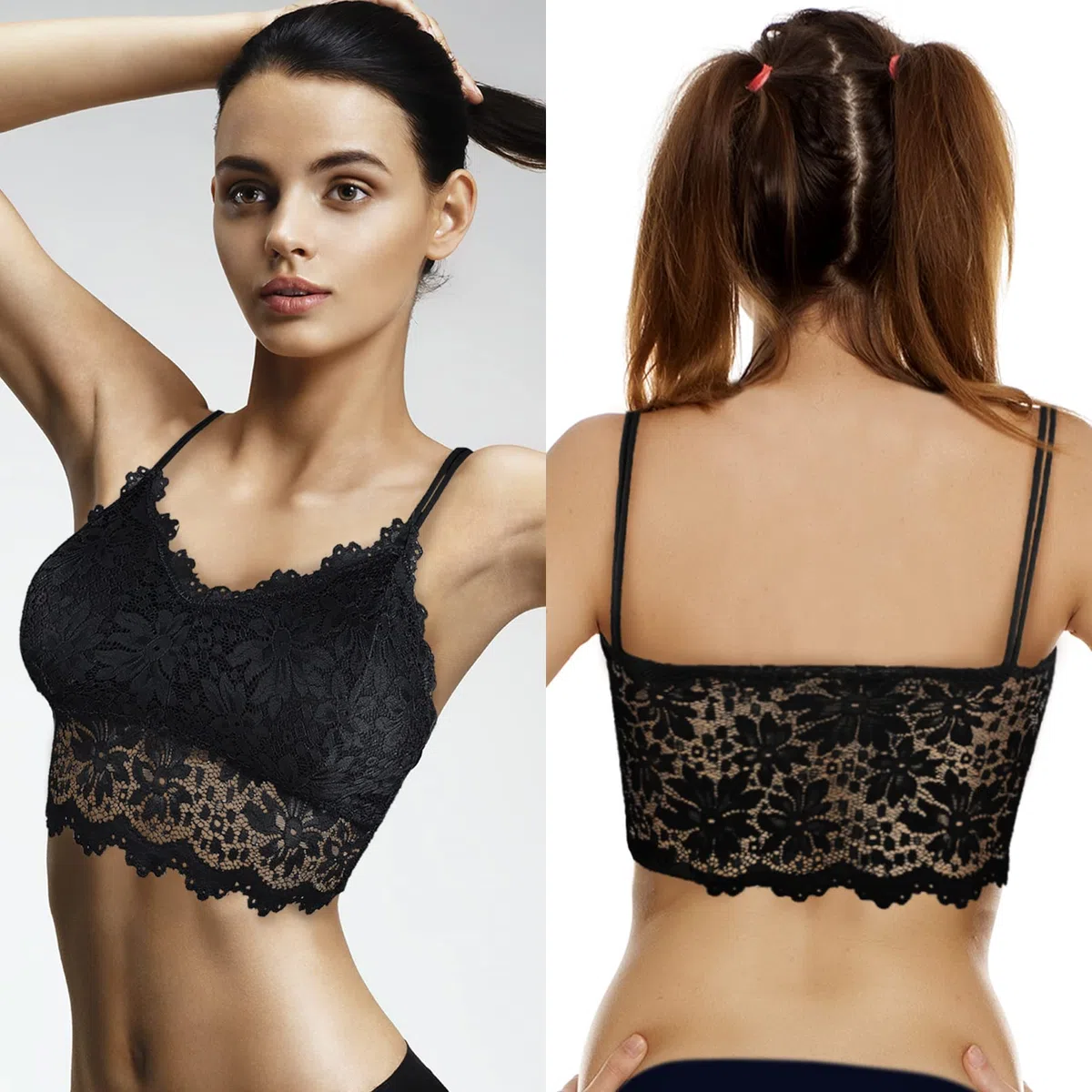 Duufin 5 Stück Spitzen BH Bralette Spitze Gepolstert für Damen und Mädchen, 5 Farben