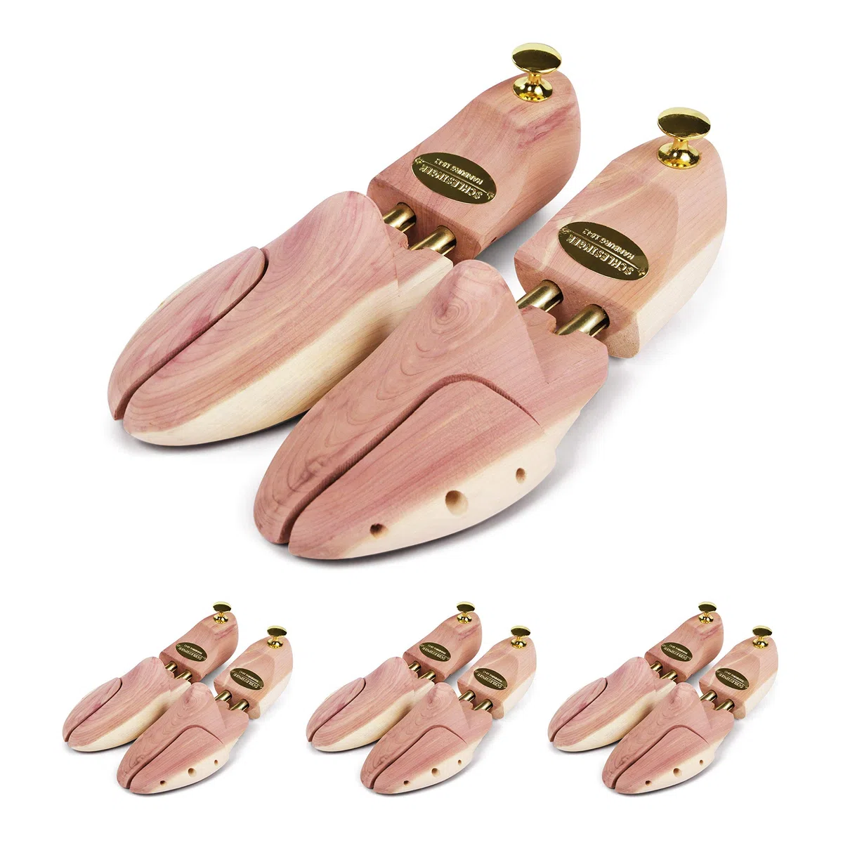 Schlesinger – 4 Paar Premium Herren Schuhspanner aus edlem Zedernholz für eine optimale Schuhpflege. Modell Kaiser. Größe 35 – 52 in Silber oder Gold.…