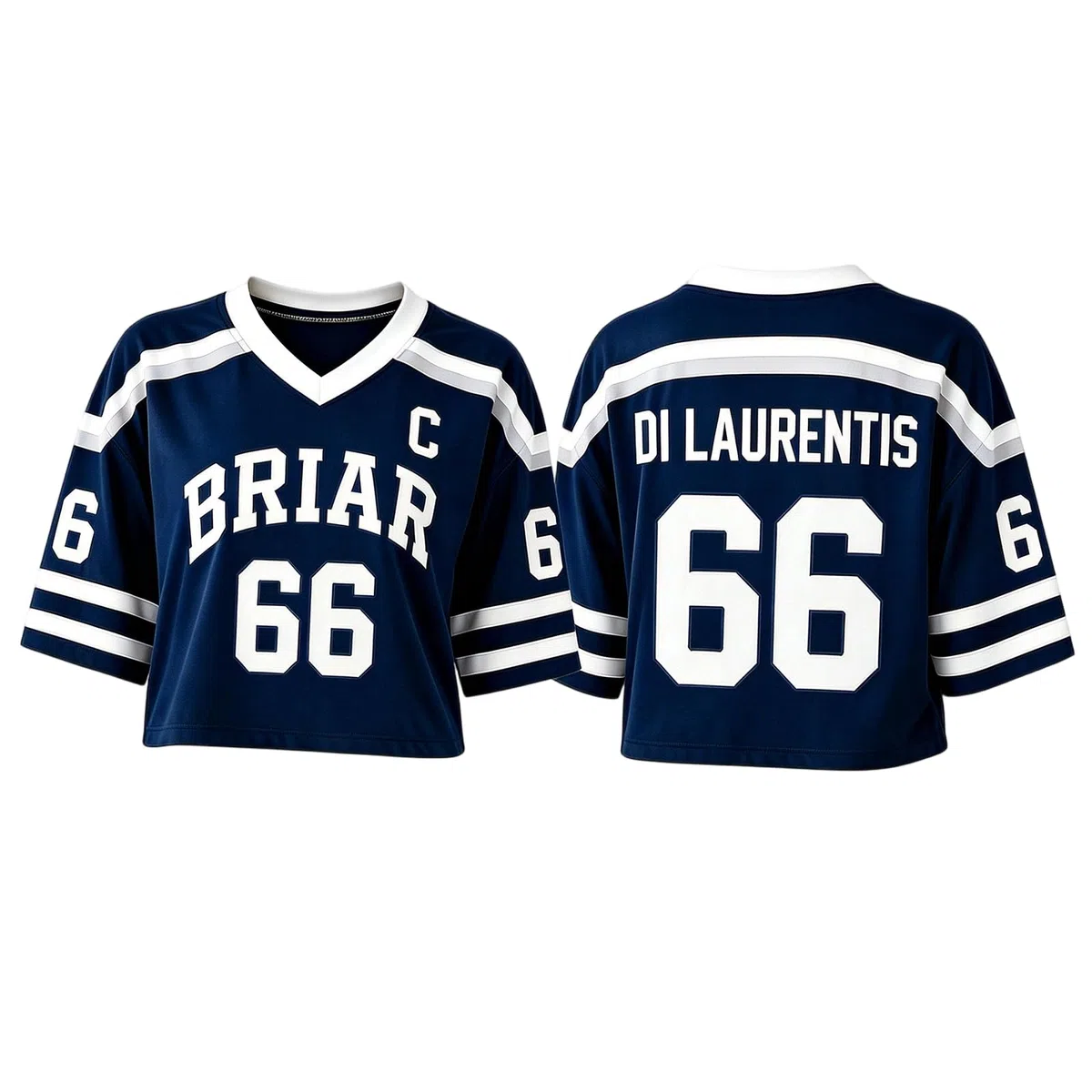 Off Campus Hockey Jersey Graham 44 & Logan 22 & Tucker 46 & Dean 66 Briar U Jersey Shirt Kurz V-Ausschnitt Cropped Streetwear Top