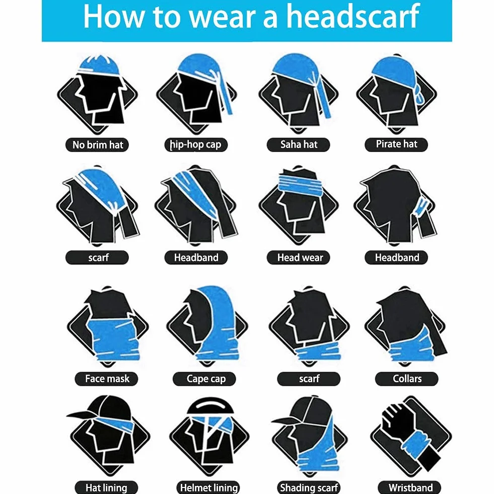 Multifunktionstuch Gesichtsmaske Bandanas Multifunktionstuch Schal, Kopftuch Stirnband,Motorrad Halstuch Kopfbedeckung UV Residenz für Yoga Laufen Wandern Motorradfahren