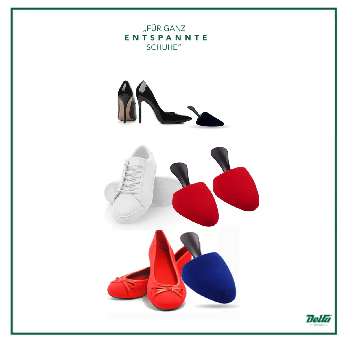 DELFA Samty Schuhspanner - Größe 35-42 - Set zu 3 oder 5 Paar - Schaumstoff Schuhformer Schuhstrecker - für Damen Schuhe