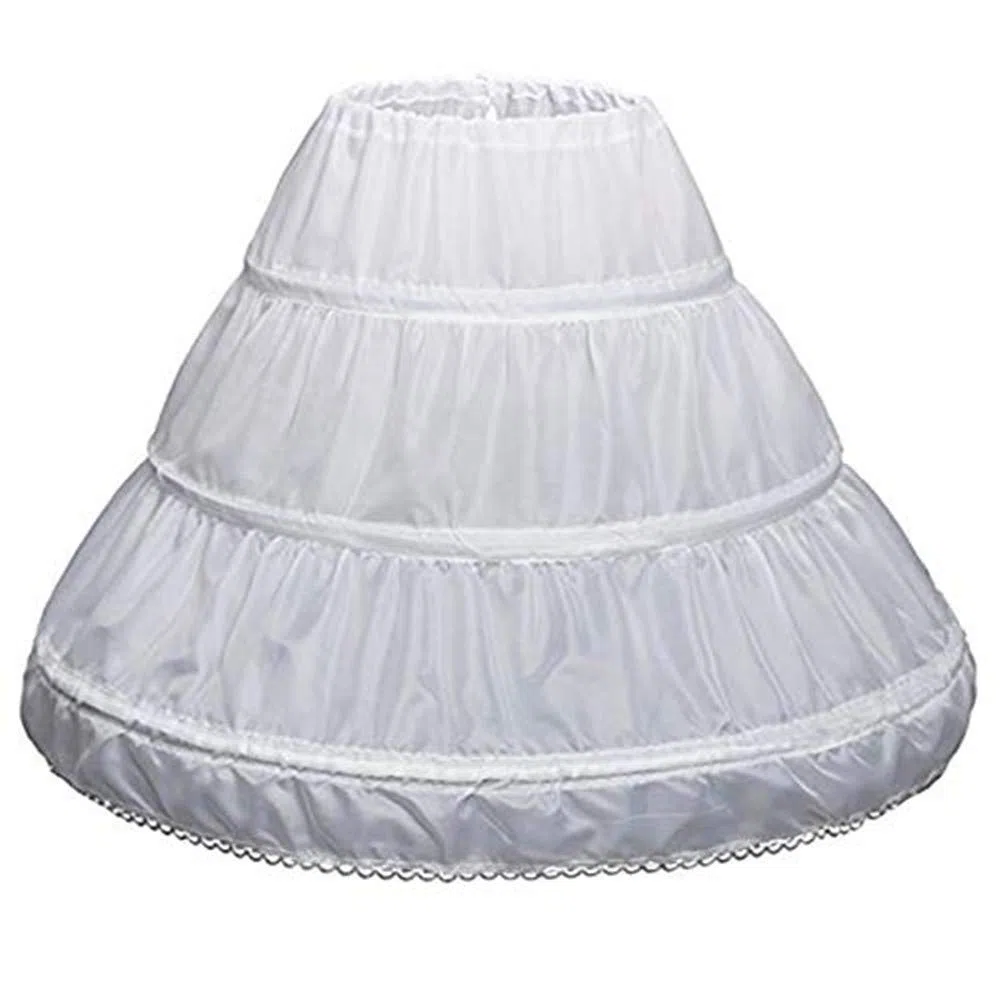 Rmeet Petticoat Reifrock,Halber Slip Mädchen Petticoat 2 Ringe Blumenmädchen Reifrock Petticoat Underskirt Crinoline für Prinzessin Rockabilly Kleid Weiß Poloster 45CM