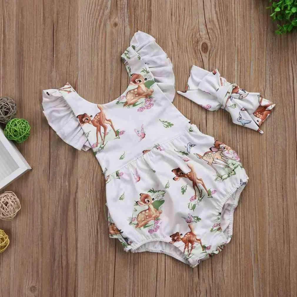SAMGU Baby Spielanzug Kleinkinder Sommer Schmetterling Stirnband Ärmellose Outfit Sets für 0-18 Monate