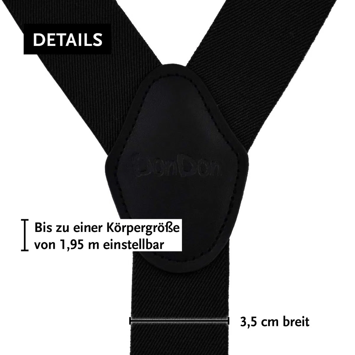 DonDon Hosenträger Herren extra stark 3,5 cm Hosenträger Herren breit in Y-Form lang - Starke Clips passend für Anzug Jeans Chinos Vintage Rockabilly Suspenders