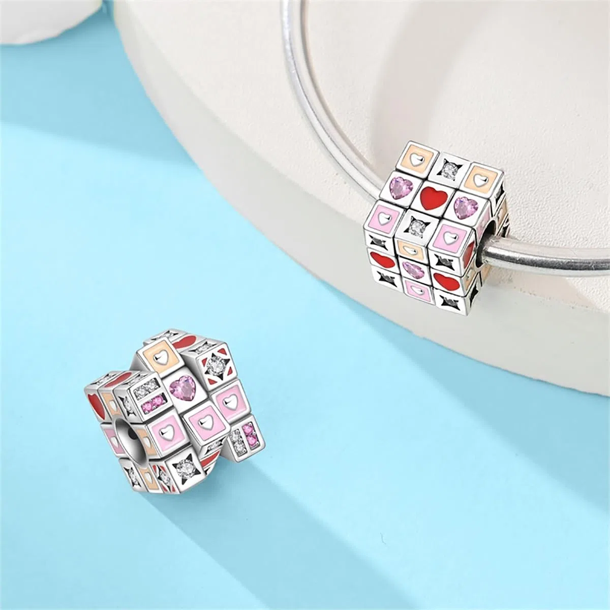 LNQOBU Silber 925 Charms Anhänger für Armbänder Kompatibel mit Pandora Europäischen Armbändern und Halskette （Mit Spacer Beads）