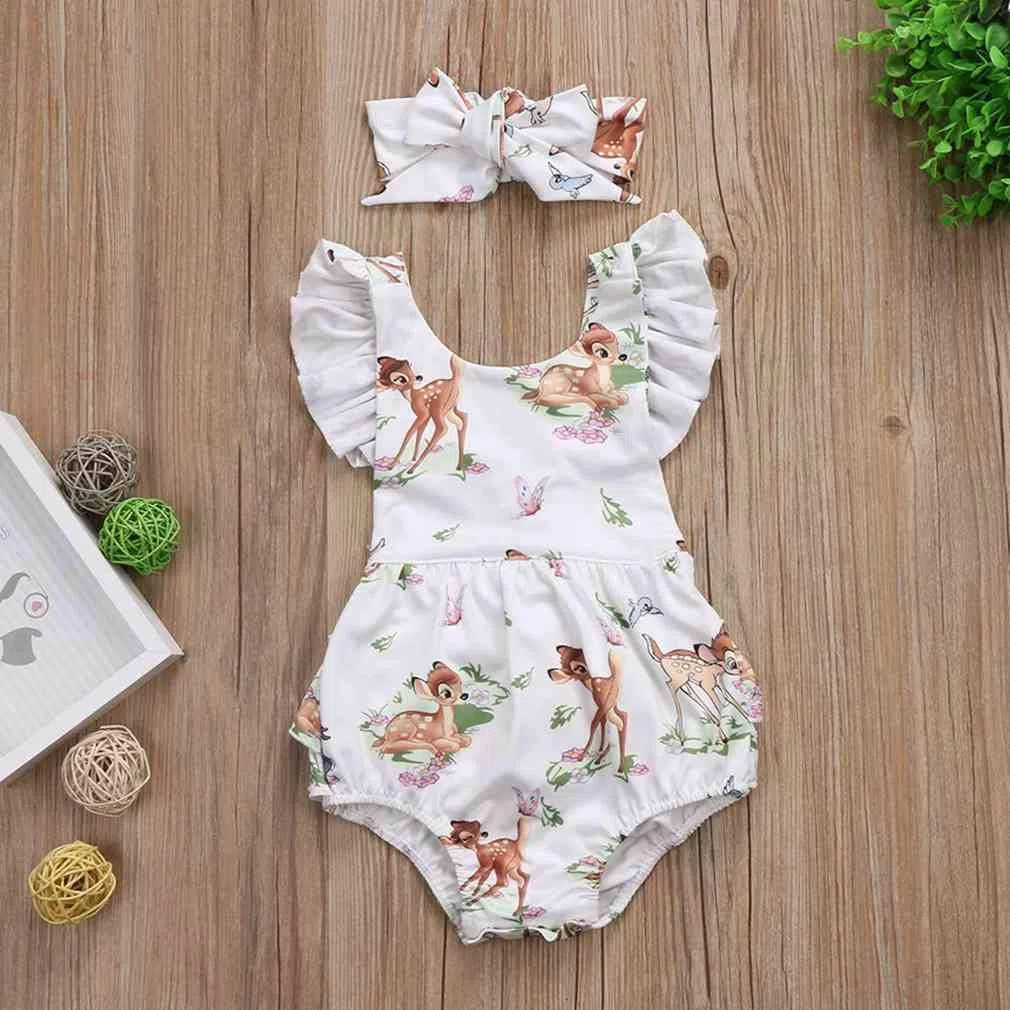 SAMGU Baby Spielanzug Kleinkinder Sommer Schmetterling Stirnband Ärmellose Outfit Sets für 0-18 Monate