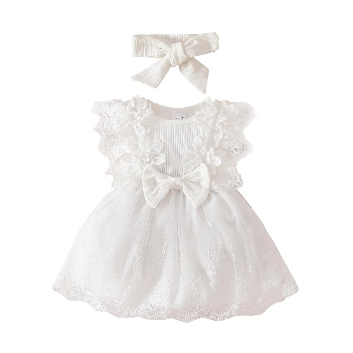 Babykleidung für Neugeborene Mädchen Gerüschtes Kleid mit Blumendruck Sommer Outfits Süßes Schleifen Stirnband Rock Set