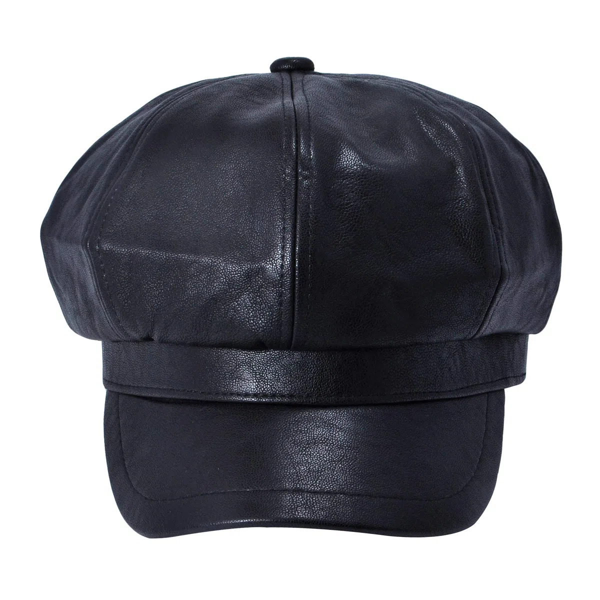 ZLYC Unisex PU Leder Ballonmütze Schirmmütze Retro Klassisch Achteck Kappe Winter Baskenmützen