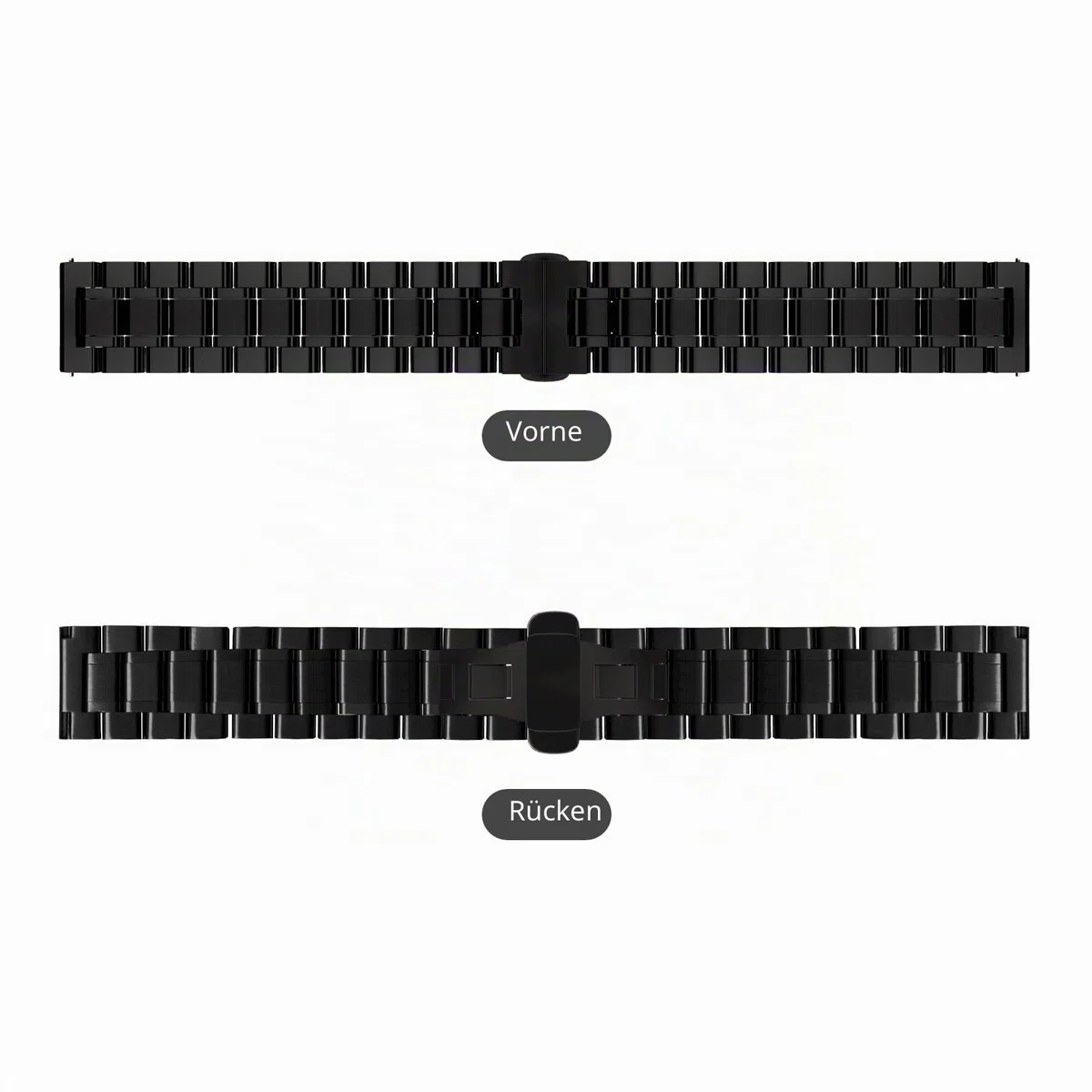 TStrap Metall Uhrenarmband Edelstahl - Schwarz Armband für Uhr Herren und Damen Schnellverschluss - Ersatzarmband für Smartwatch aus Massivem Stahl Poliert - 12mm ... 20mm 22mm 24mm