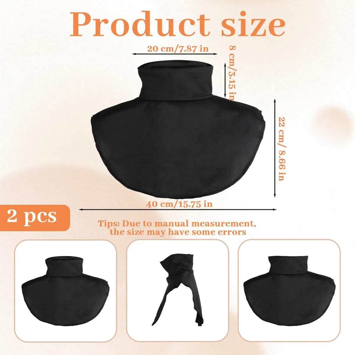 2 Stücke Krageneinsatz Damen, Blusenkragen Einsatz Damen Rollkragenshirt Removable Rollkragen Kragen, Hemdkragen Einsatz für Formelle Blusen Pullover Mäntel (schwarz + weiß)