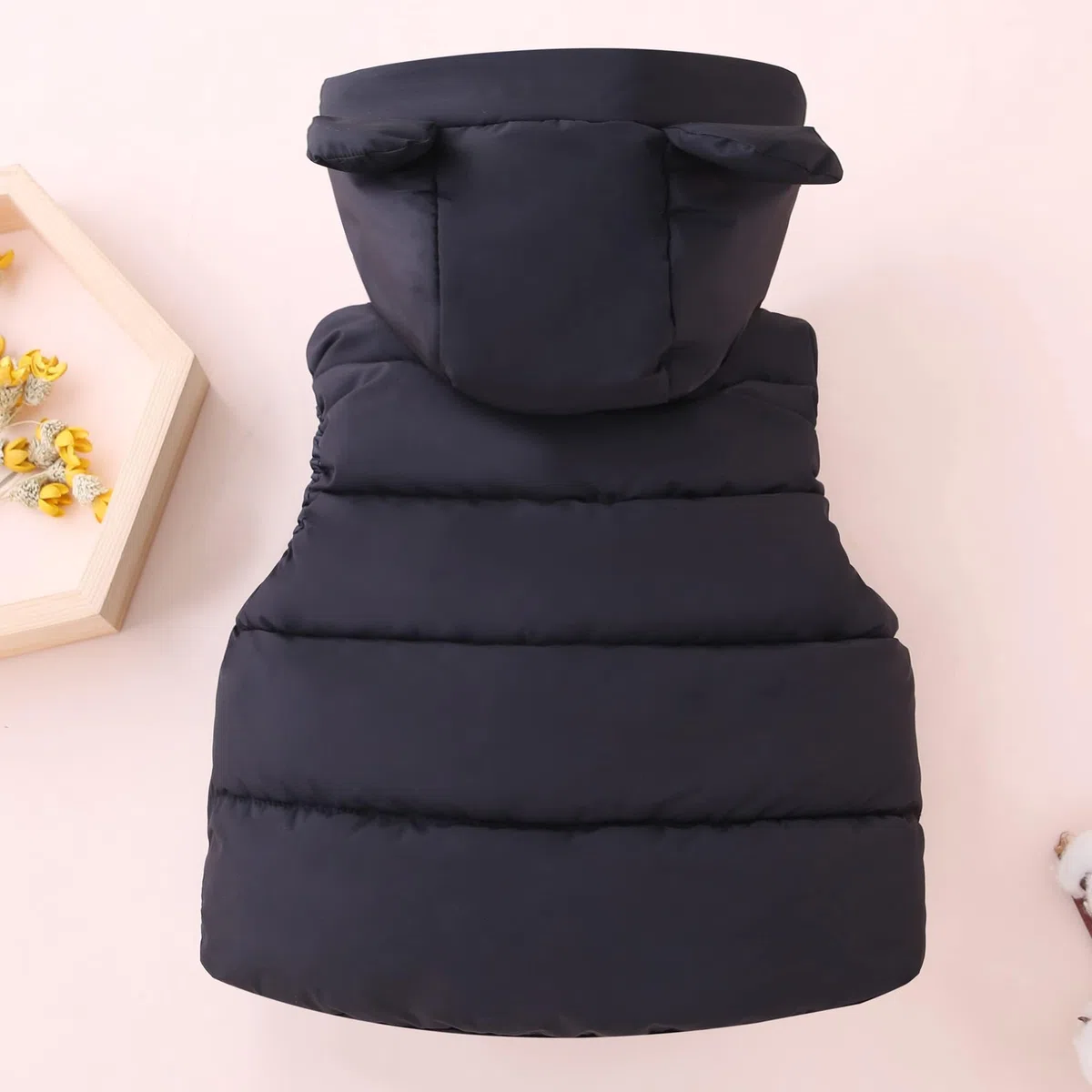 JiAmy Kinder Steppweste mit Süßen Ohren, Leichte Weste mit Kapuze für Jungen & Mädchen, Übergangsjacke Ärmellos für Herbst & Frühling